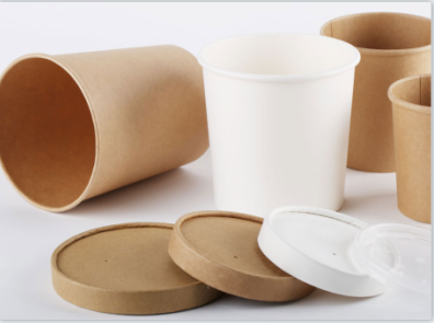Cangkir Sup Kertas dengan Tutup Kertas & Tutup plastik
